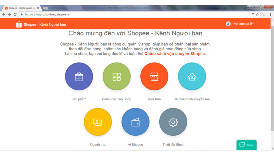 Trang bán hàng Shopee