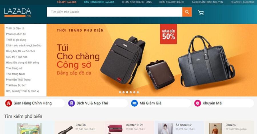 website bán hàng lazada