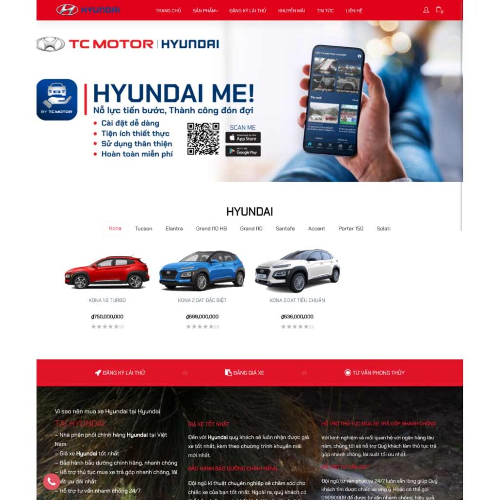 Mẫu Website Bán Ô Tô Hyundai (BH8) thời thượng, sang trọng