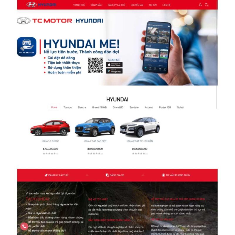 Mẫu Website Bán Ô Tô Hyundai (BH8) thời thượng, sang trọng