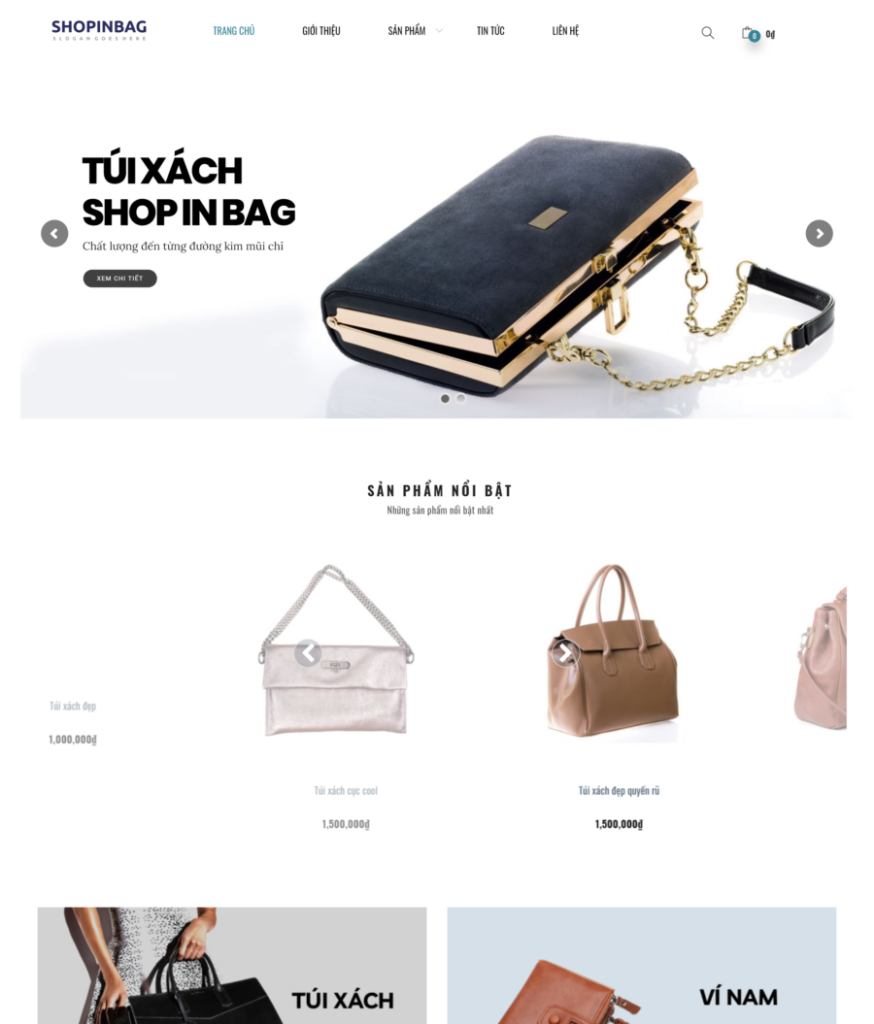 Trang Home mẫu website bán túi xách thời trang (BH9)