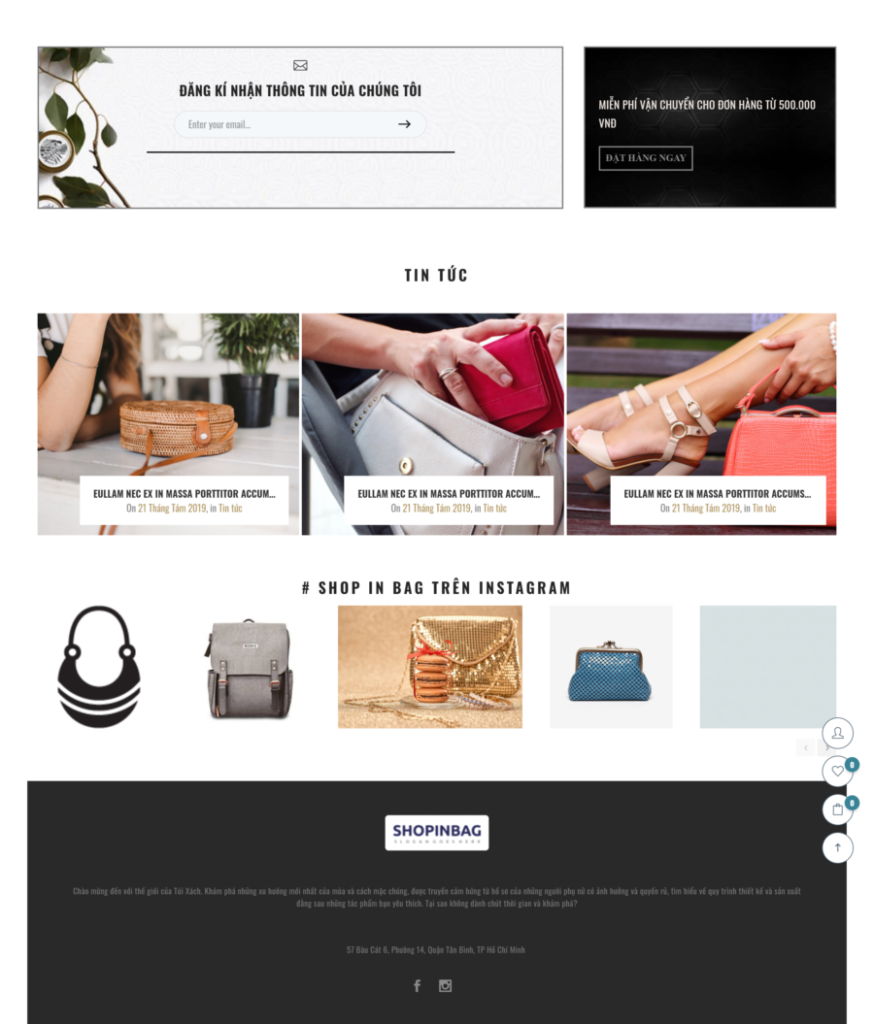 Mẫu website bán túi xách thời trang (BH9) đẹp, hiện đại
