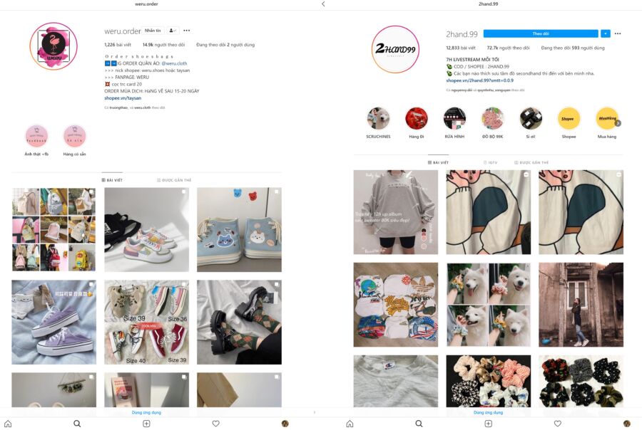 nên bán hàng online ở trang instagram