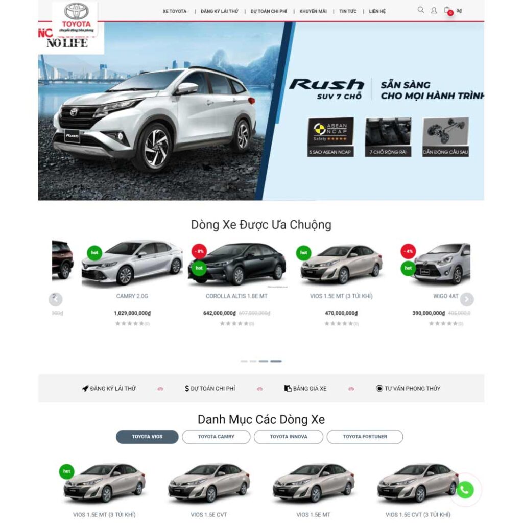 Mẫu Website Bán Ô Tô Toyota (BH5) hiện đại, chuyên nghiệp