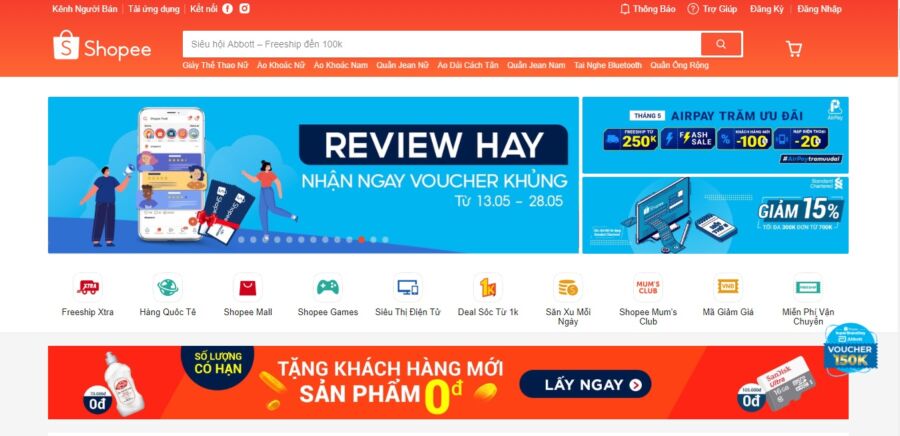 Trang Shopee, địa điểm bán hàng đa dạng tại Việt Nam