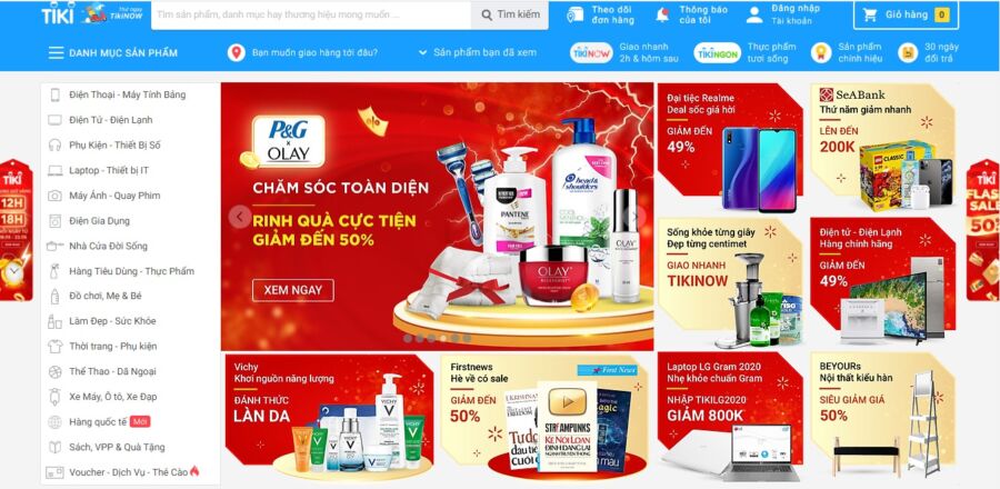 Tiki, trang web bán hàng online uy tín tại Việt nam