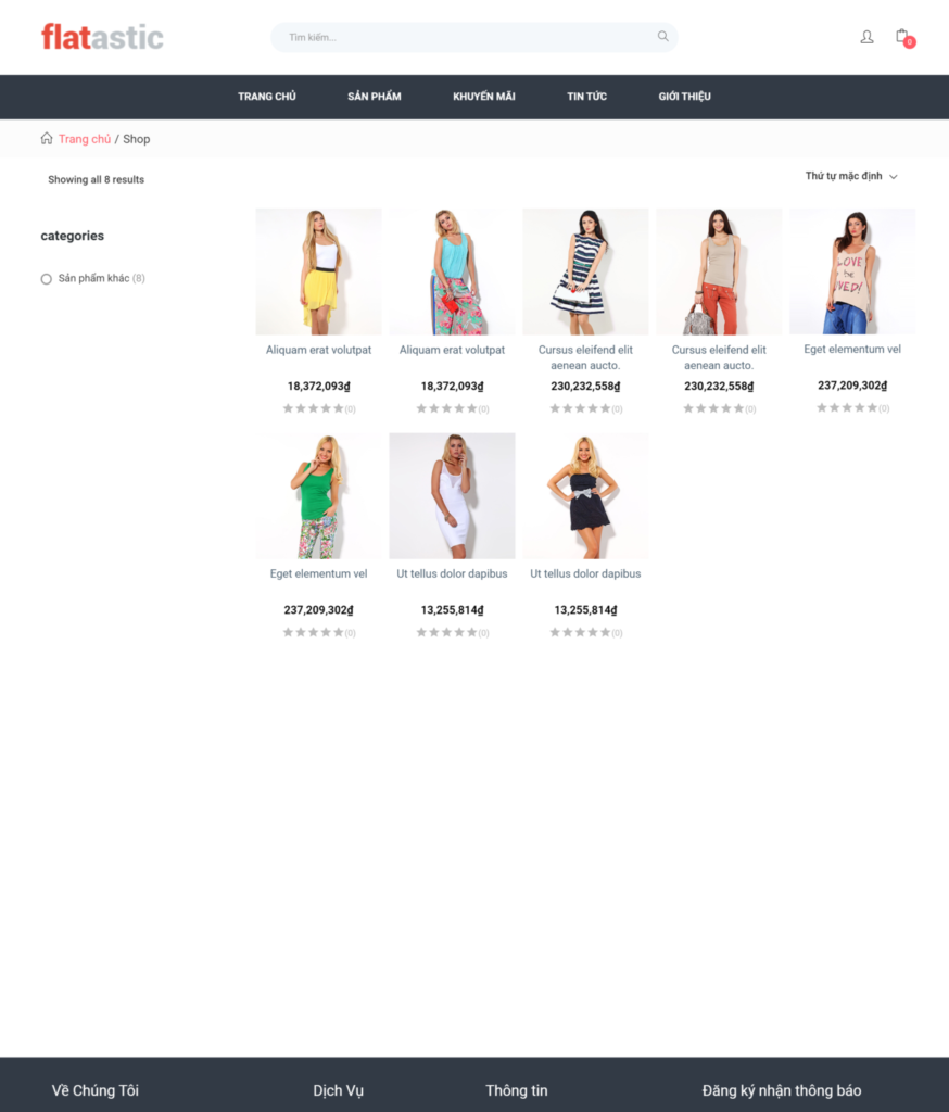 Chi tiết sản phẩm của mẫu website bán hàng thời trang (BH3)