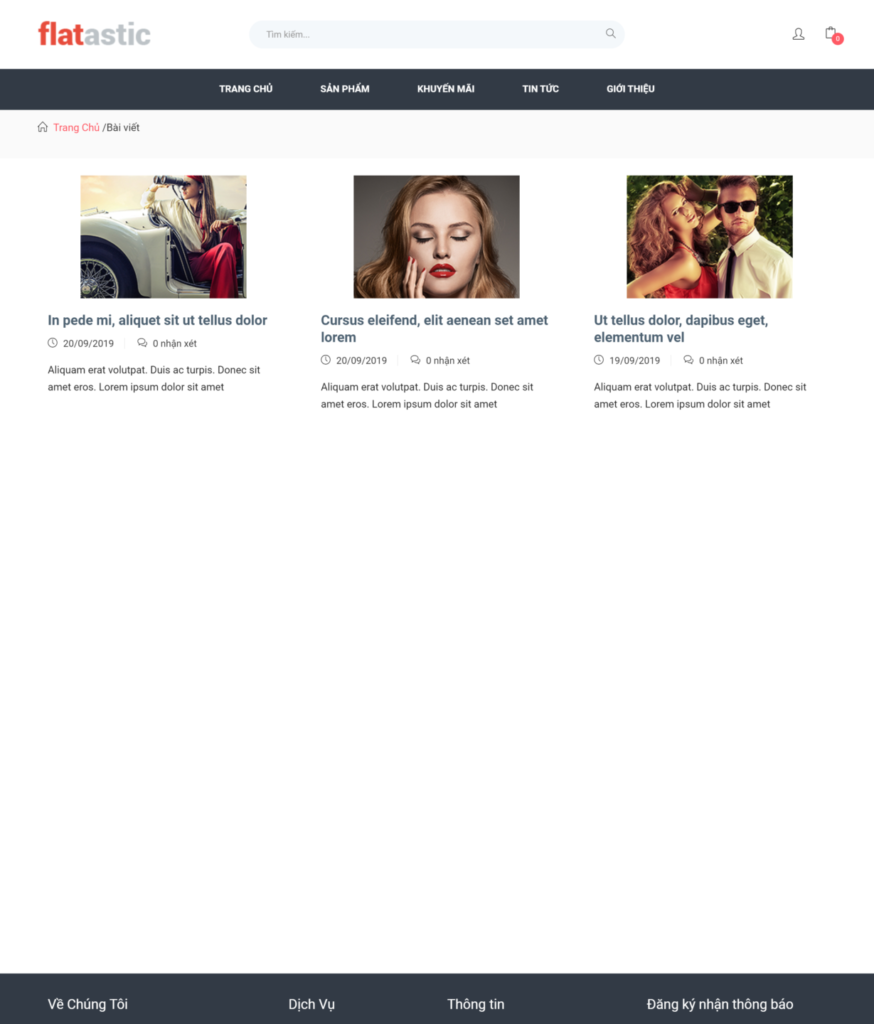 Trang blog của mẫu website bán hàng thời trang (BH3)