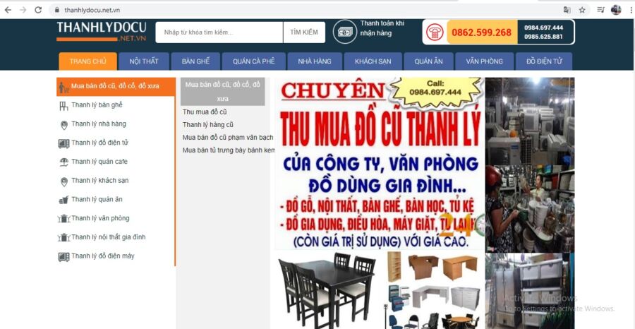 Trang web kinh doanh đồ cũ chuyên về hàng gia dụng, thiết bị văn phòng