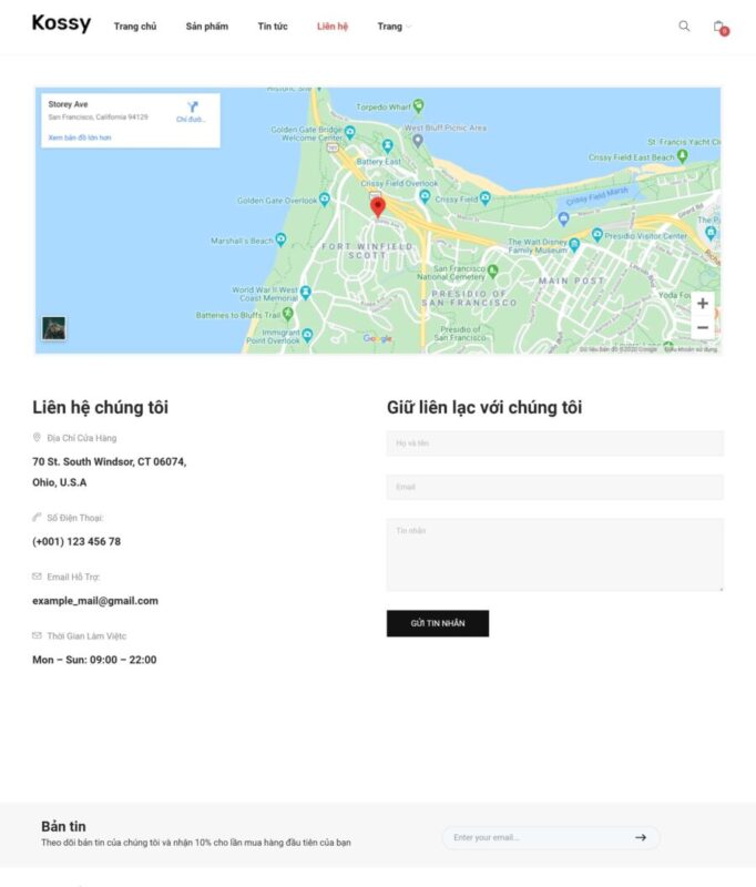 Trang liên hệ của web giúp người mua định vị được vị trí cửa hàng của bạn