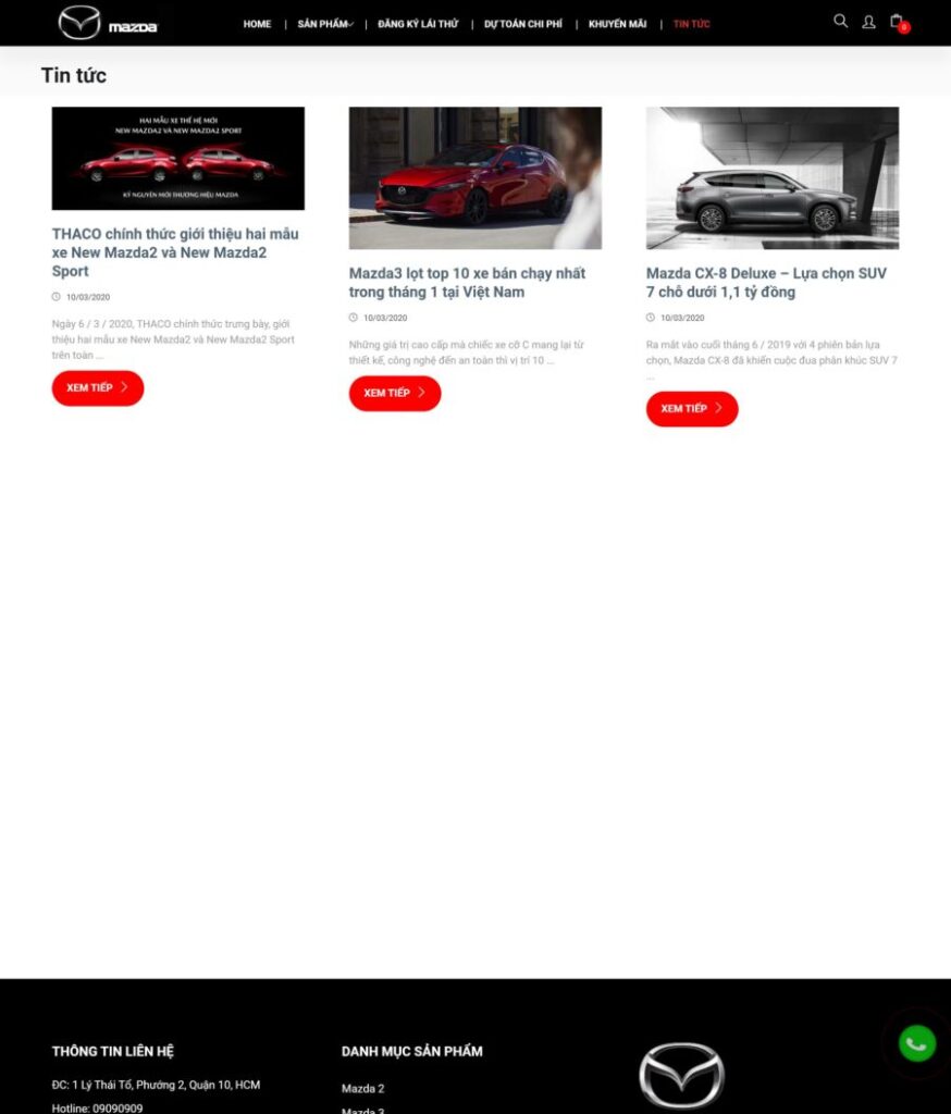 Mẫu website bán ô tô mazda bh14 