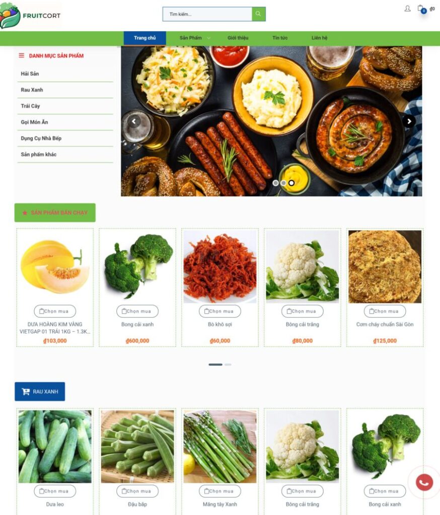 Mẫu website bán hàng thực phẩm chất lượng