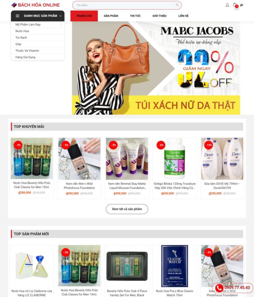 Mẫu website bách hóa online BH15